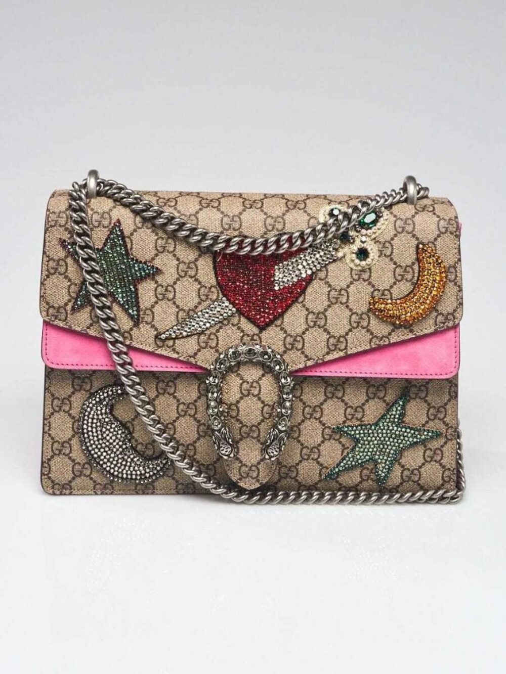 Gucci Beige GG Supreme Canvas Embroidered Sequin Medium Dionysus Shoulder Bag - Picture 1 of 12